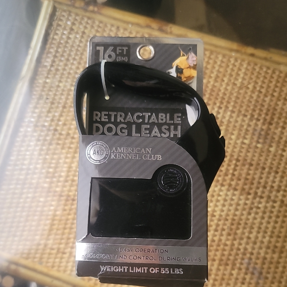 American Kennel Club Black Retractable Dog Leash